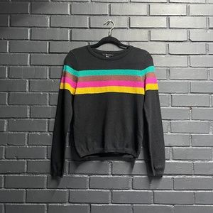 NEW WITH TAGS! black shiny rainbow stripped sweater